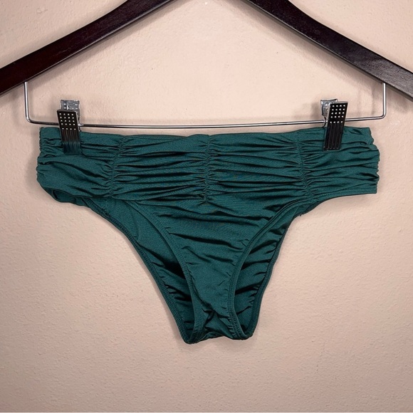 Small Despi Green Ruched Swim Bottom Emerald Textured Stretch Swimwear Beach - Picture 15 of 15